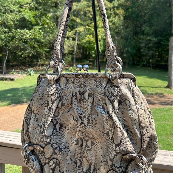 Kenneth Cole New York Handbags - Kenneth Cole Women’s Vintage Leather Snakeskin Shoulder Bag Purse